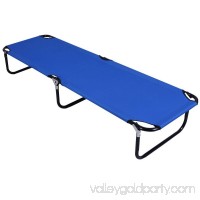 Gymax Folding Camping Bed Outdoor Military Cot Sleeping Blue   
